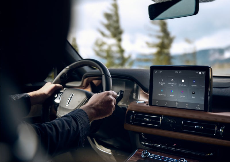 The Lincoln+Alexa app screen is displayed in the center screen of a 2023 Lincoln Aviator® Grand Touring SUV | Lincoln of Cutler Bay in Miami FL