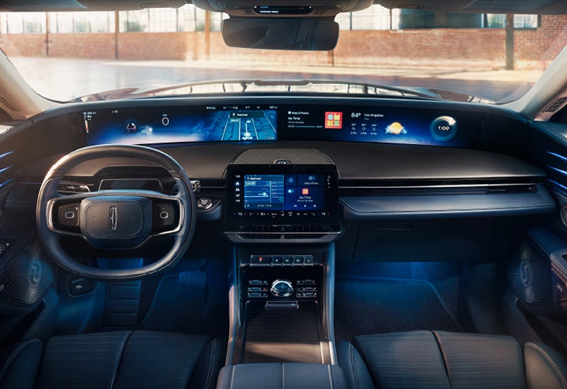 A large panoramic display is shown on the dashboard of a 2024 Lincoln Nautilus® SUV | Lincoln of Cutler Bay in Miami FL