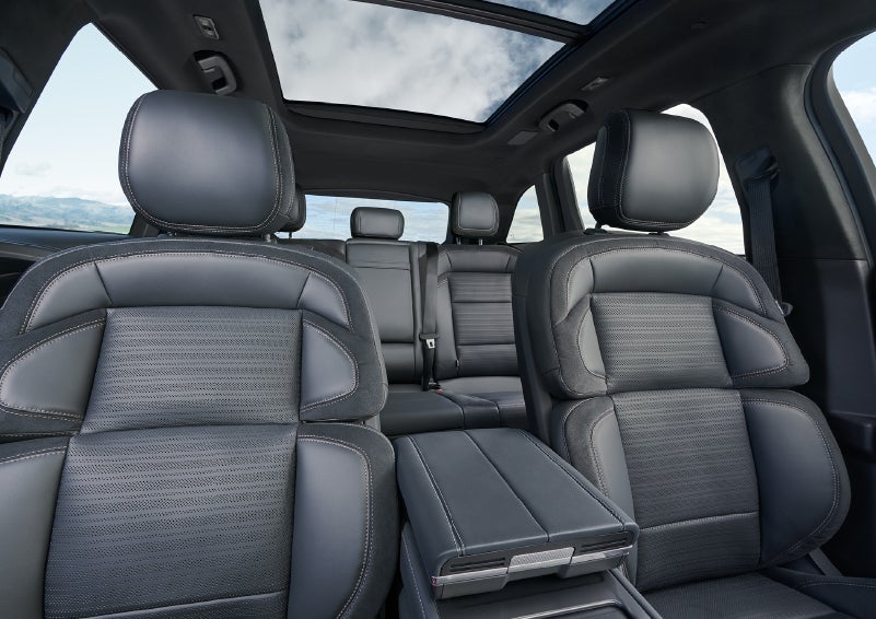 The spacious second row and available panoramic Vista Roof® is shown. | Lincoln of Cutler Bay in Miami FL