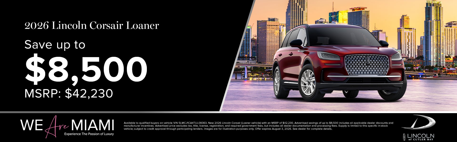 Save up to $8,500 on 2026 Lincoln Corsair Loaner 