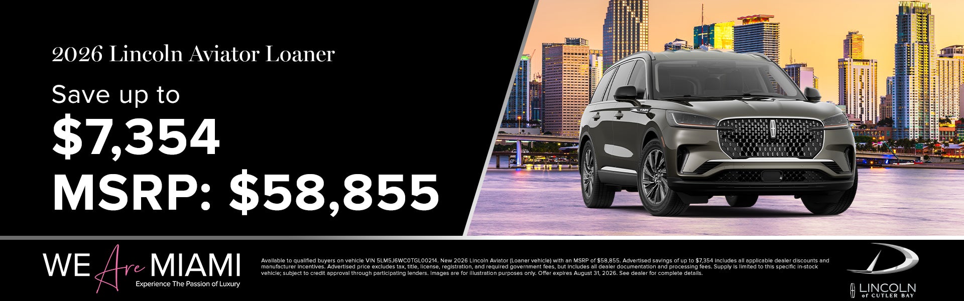 Save up to $7,354 on 2026 Lincoln Aviator Loaner 