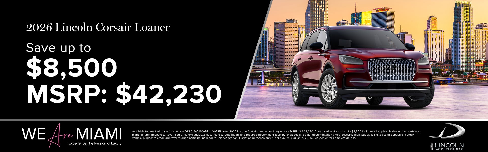 Save up to $8,500 on 2026 Lincoln Corsair Loaner 