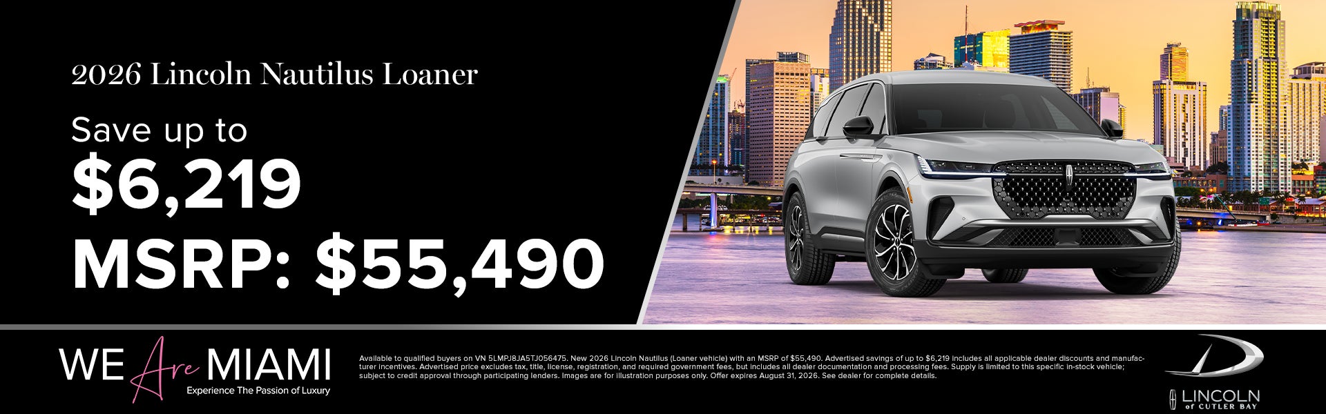 Save up to $6,219 on 2026 Lincoln Nautilus Loaner