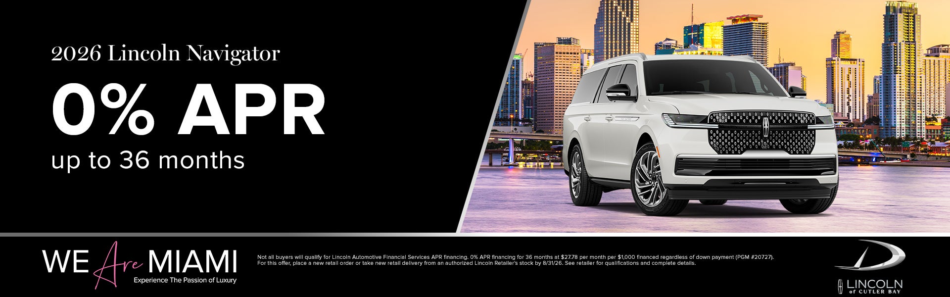 0% APR up to 36 months on 2026 Lincoln Navigator 