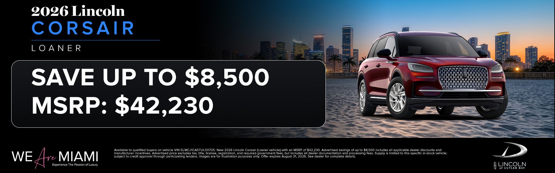 Save up to $8,500 on 2026 Lincoln Corsair Loaner 