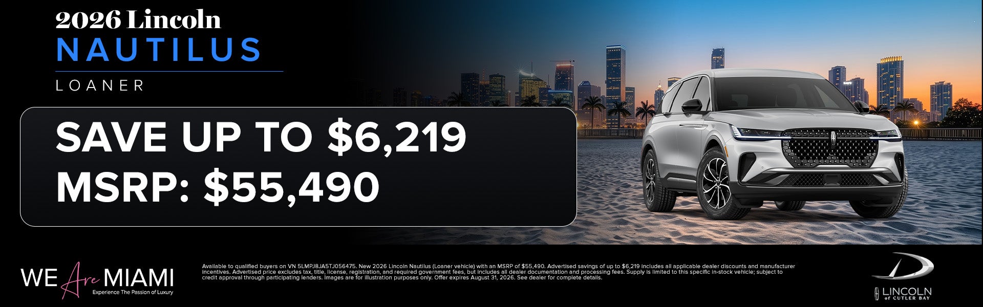 Save up to $6,219 on 2026 Lincoln Nautilus Loaner