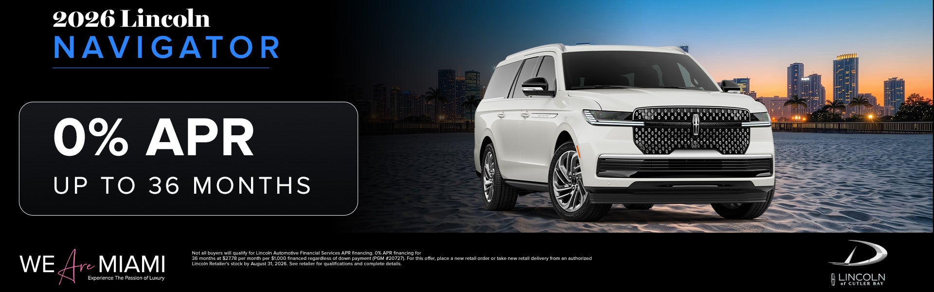 0% APR up to 36 months on 2026 Lincoln Navigator 
