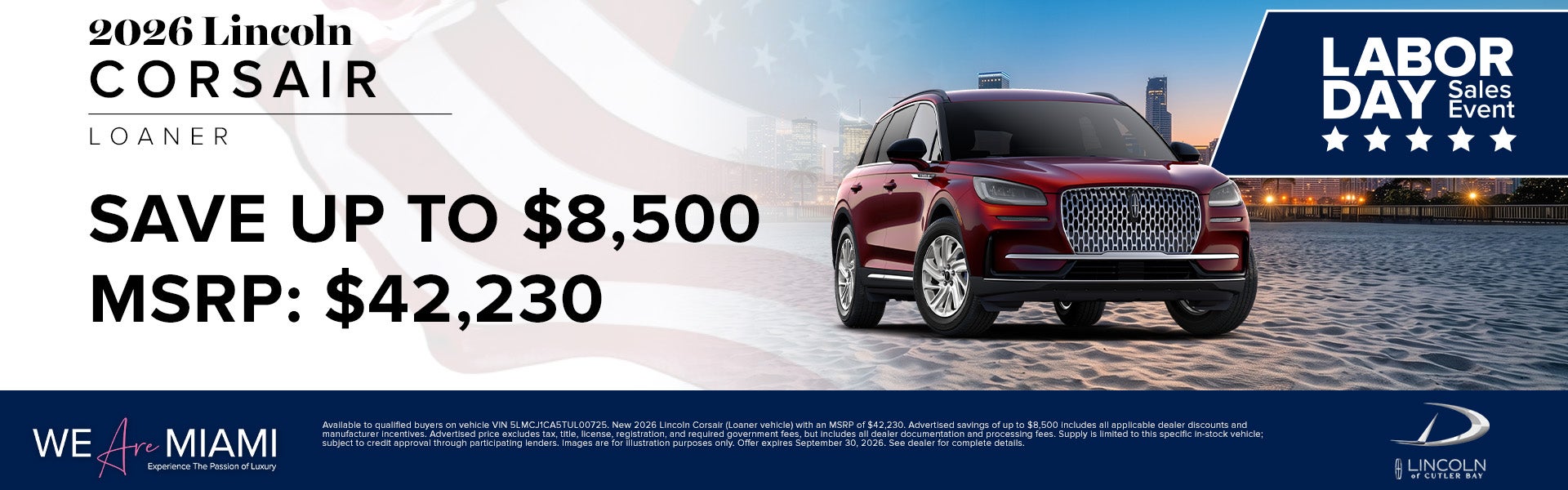 Save up to $8,500 on 2026 Lincoln Corsair Loaner 