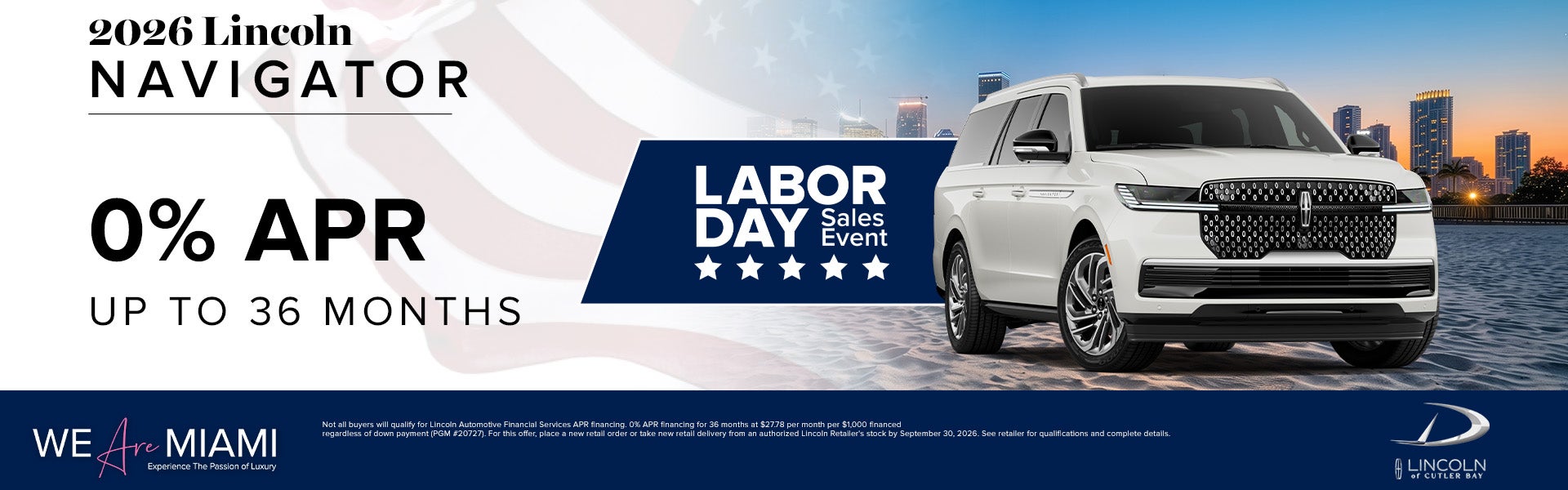 0% APR up to 36 months on 2026 Lincoln Navigator 