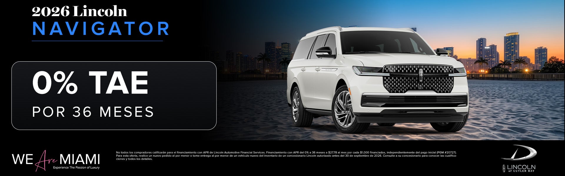0% APR up to 36 months on 2026 Lincoln Navigator 