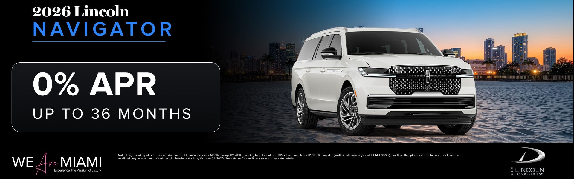 0% APR up to 36 months on 2026 Lincoln Navigator 