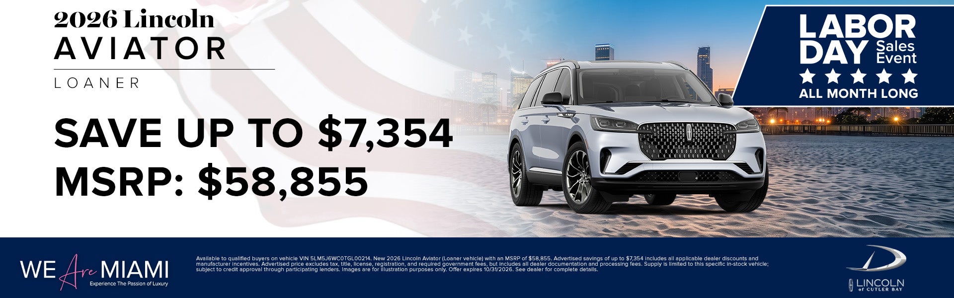 Save up to $7,354 on 2026 Lincoln Aviator Loaner 