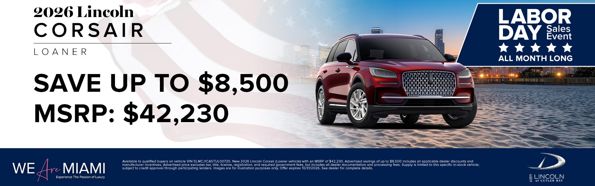 Save up to $8,500 on 2026 Lincoln Corsair Loaner 