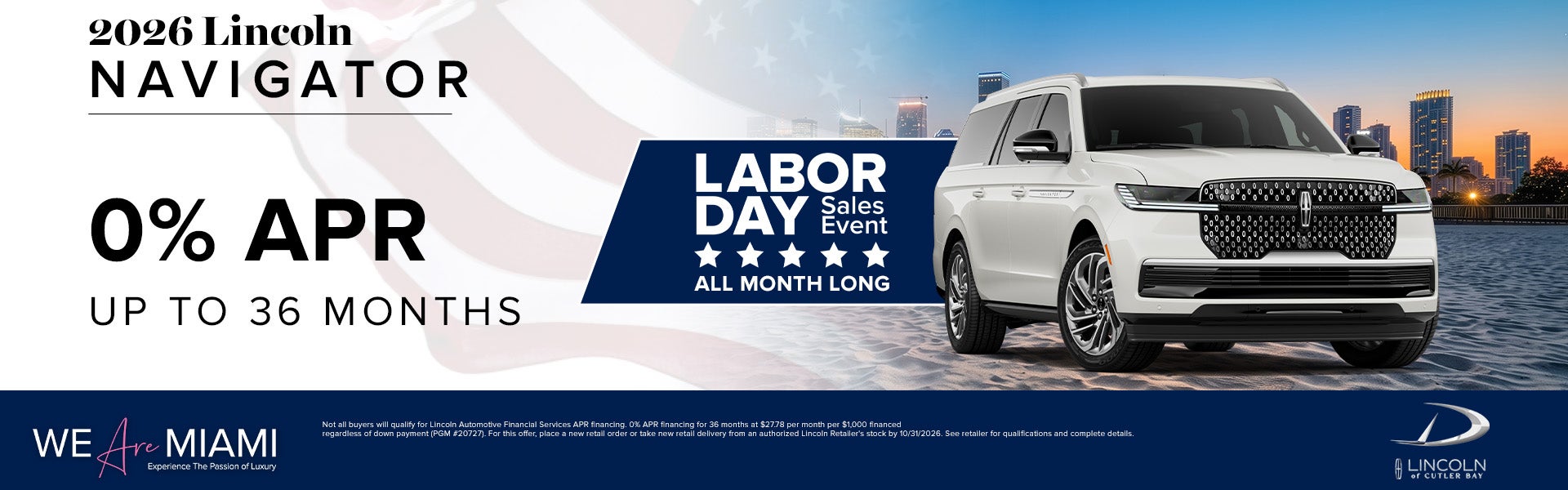 0% APR up to 36 months on 2026 Lincoln Navigator 